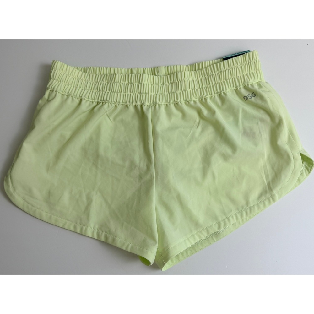 DSG Womens Mid Rise Stride Run Shorts Hyper Citrus Yellow XS DAW39320AZ NWT